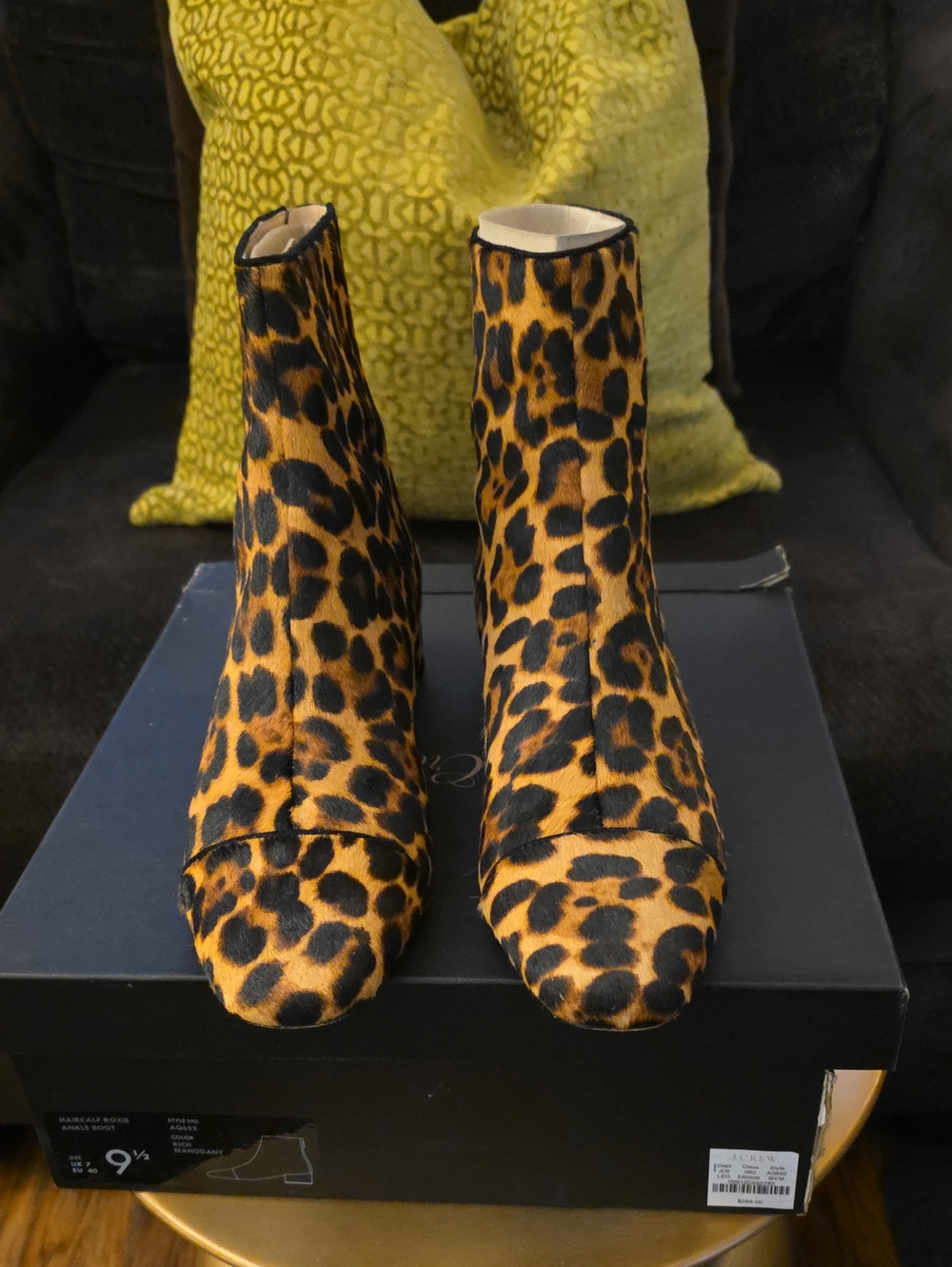 J. Crew Leopard-Print Ankle Booties in Black and Tan